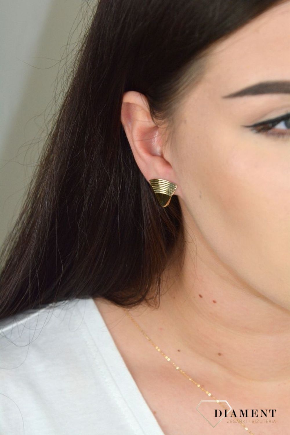 Złote kolczyki grawerowane wachlarze KL 3366.jpg